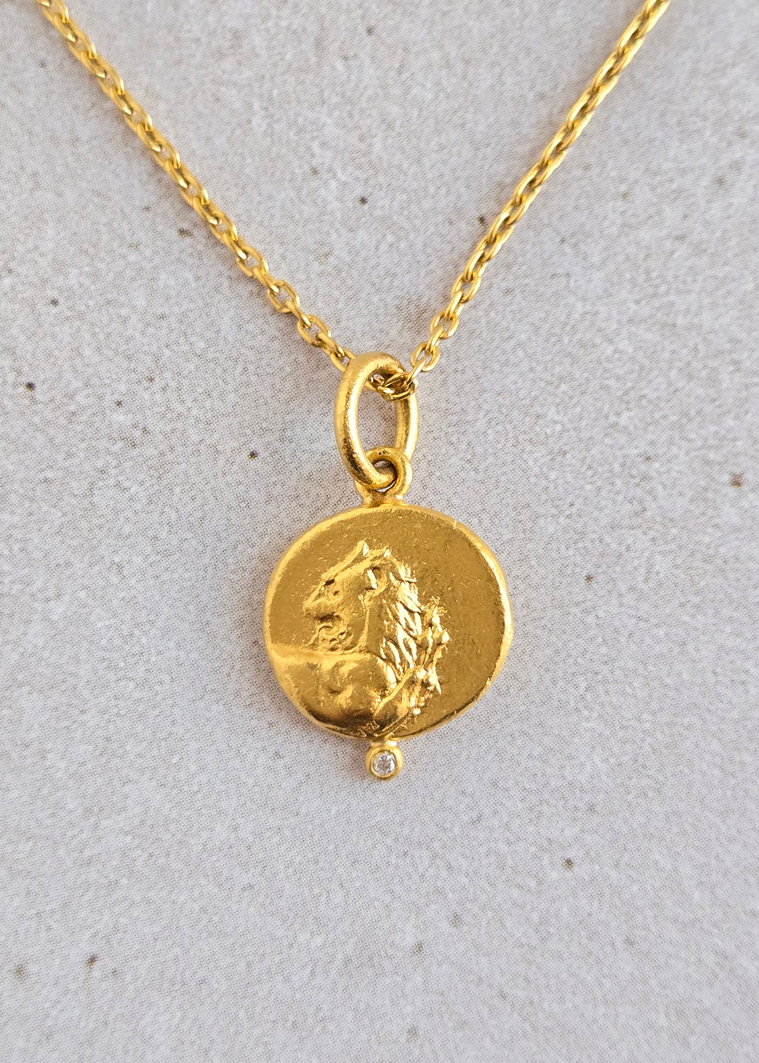 Lion Coin Pendant with Diamond