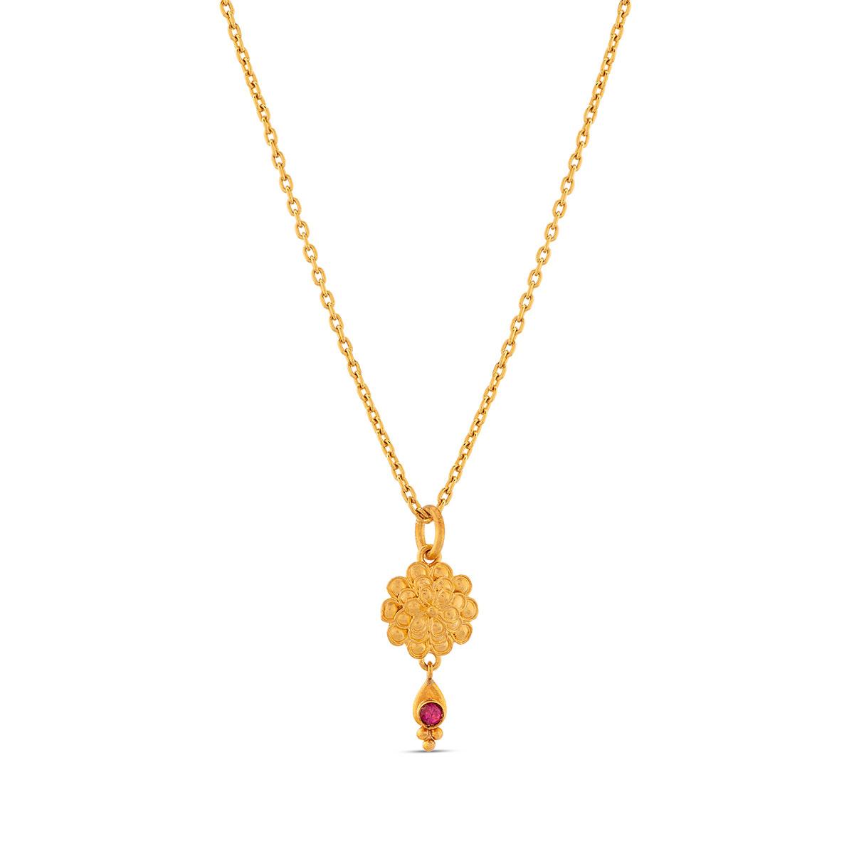 Chrysanthemum Pendant with Ruby