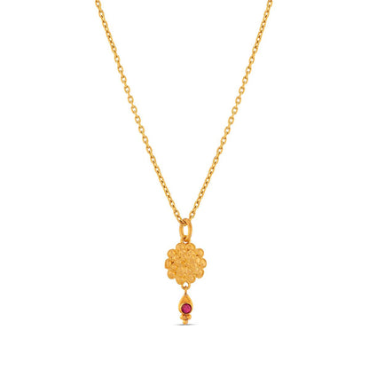 Chrysanthemum Pendant with Ruby