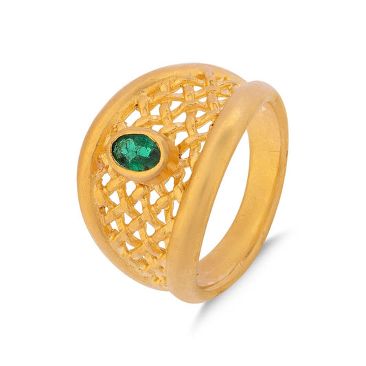 Emerald Latticework Ring