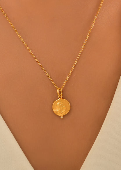 Lion Coin Pendant with Diamond