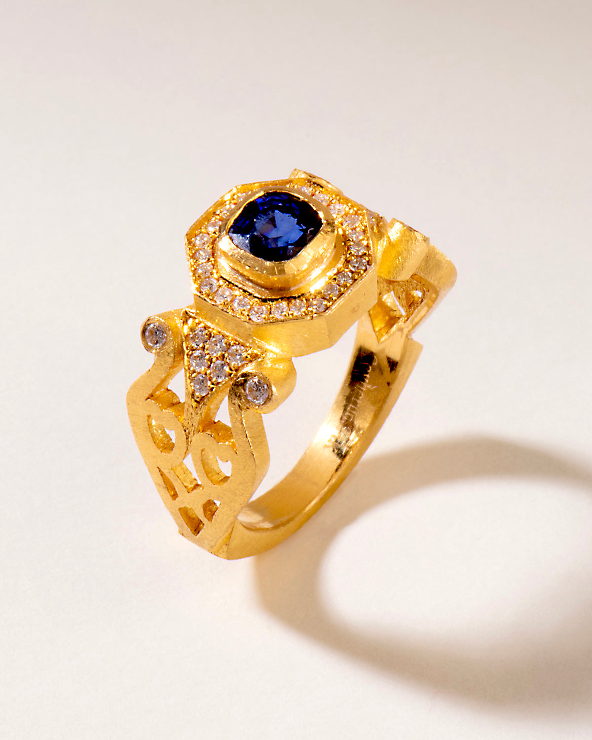 Sapphire Lyre Ring