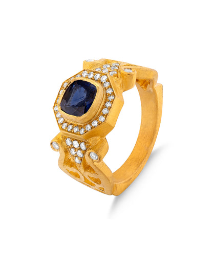 Sapphire Lyre Ring