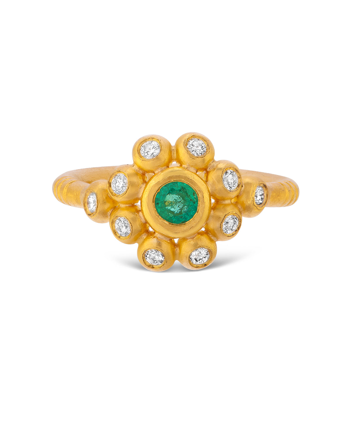 Emerald & Diamond Floret Ring