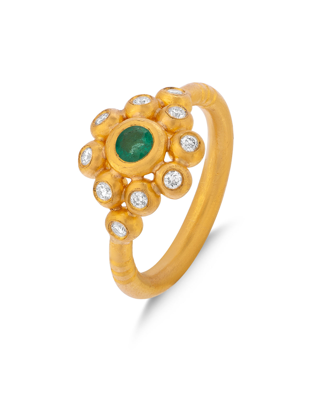 Emerald & Diamond Floret Ring