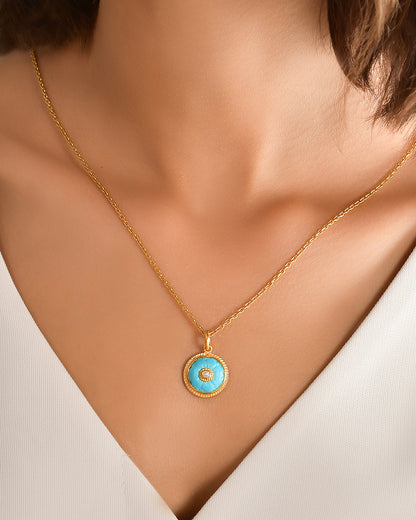 Turquoise Rosette Pendant