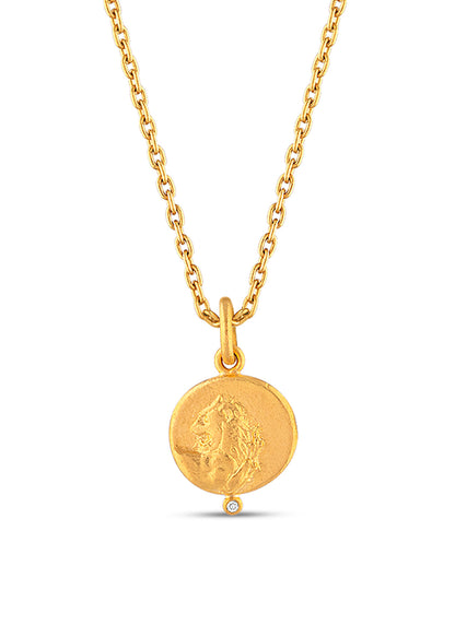 Lion Coin Pendant with Diamond